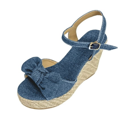 

Quealent Adult Women Sandal High Women Sandals Summer New Casual Bow Large Size Women Shoes Breathable Wedge Heel H Sandals for Women Snakeskin Bu1 8.5