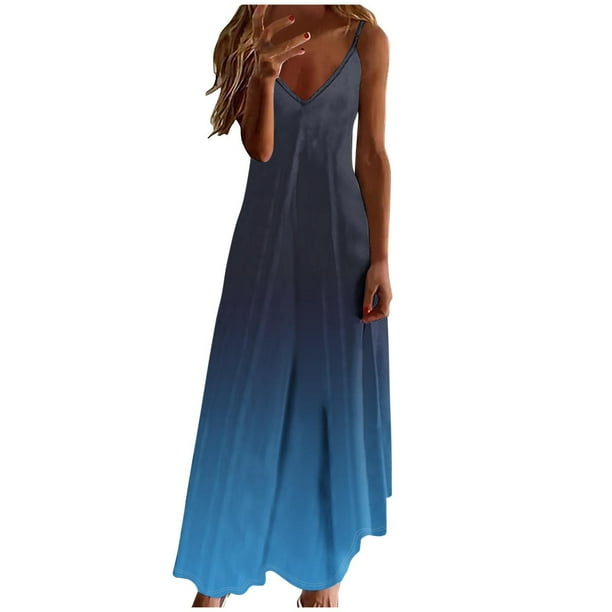 V Cuello Vestidos de Verano para las Mujeres 2025 Impresión sin Mangas Cuello Redondo Vestido Casual, Imitación Algodón Tirar Marco