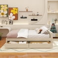 thumbnail image 3 of Queen Size Upholstered Platform Bed with USB and 2 Drawers, Beige, 3 of 13