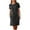 Black, variant on Women's Short Sleeve Button Dress Linen Like Pocket Round Neck Casual Shift Dress