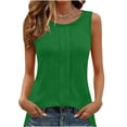 thumbnail image 2 of Miluxas Pleated Tank Tops for Women Crew Neck Sleeveless Dressy Casual Work Tank Top Summer Army Green L(L), 2 of 7