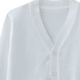 thumbnail image 4 of Liweisiy Girl's V Neck Knit Cardigan Long Sleeve Ribbed Cuff Button Down Coat With Pockets Uniform School Casual Sweater Coat White 12-13Years, 4 of 9