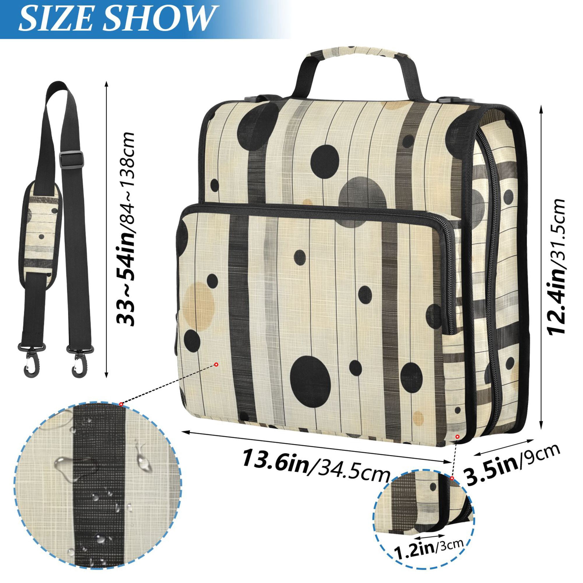 FORMRS Zipper Binder with Shoulder Strap 2-inch Ring 500 Sheet Capacity File Bag, Stripes Pattern