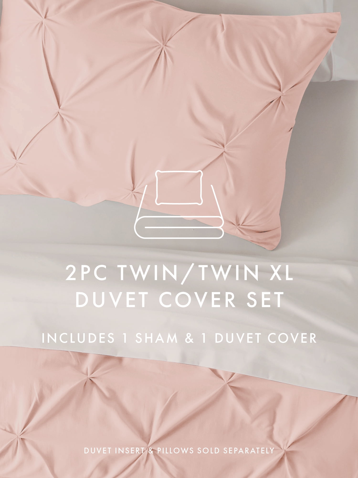 Comfort Canopy - 3 Piece Blush Pinch Pleated Duvet Cover Set with Shams for Queen Size Bedding