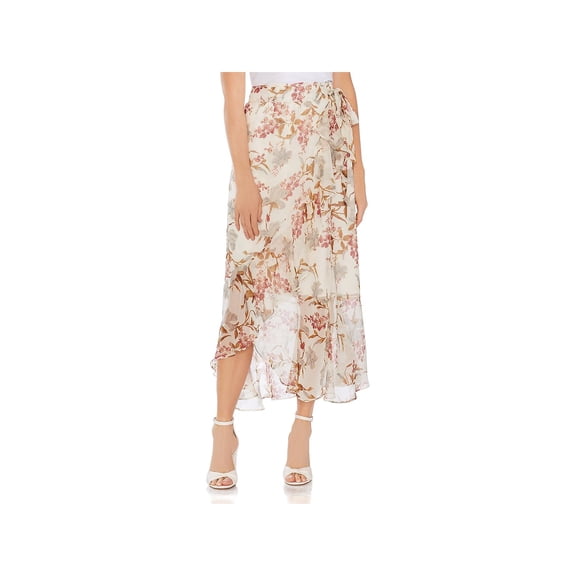 Vince Camuto Womens Floral Ruffled Wrap Skirt