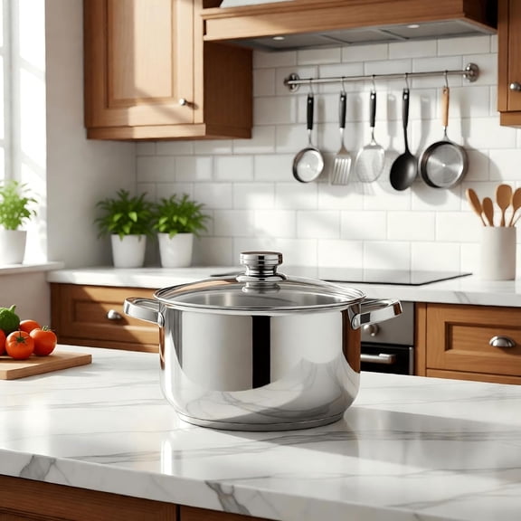 10-Quart Stainless Steel Stockpot with Lid – Heavy Duty Soup Pot for Pasta, Boiling, and Large Batch Cooking