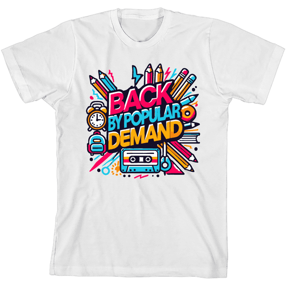 Back By Popular Demand Back To School Adult White Crew Neck Short Sleeve Tee-Medium