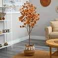 thumbnail image 4 of Nearly Natural 5ft. Artificial Autumn Eucalyptus Tree with Handmade Jute & Cotton Basket with Tassels, Orange, 4 of 5