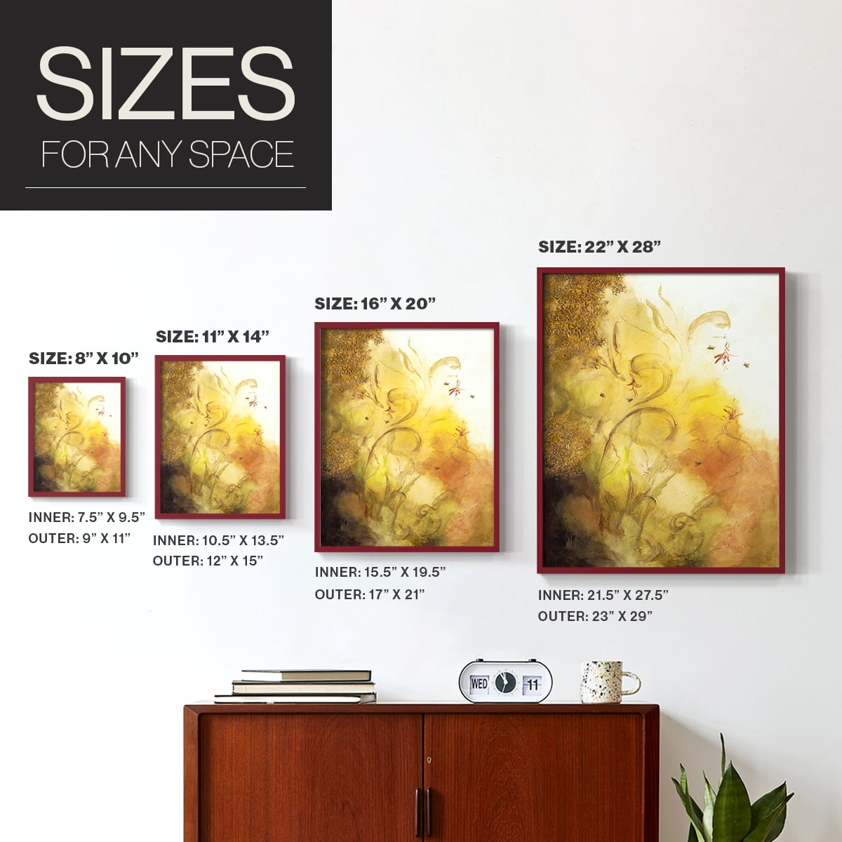 Nectar III Framed Print in Red Solid Wood Framed Print No Nail Hanging