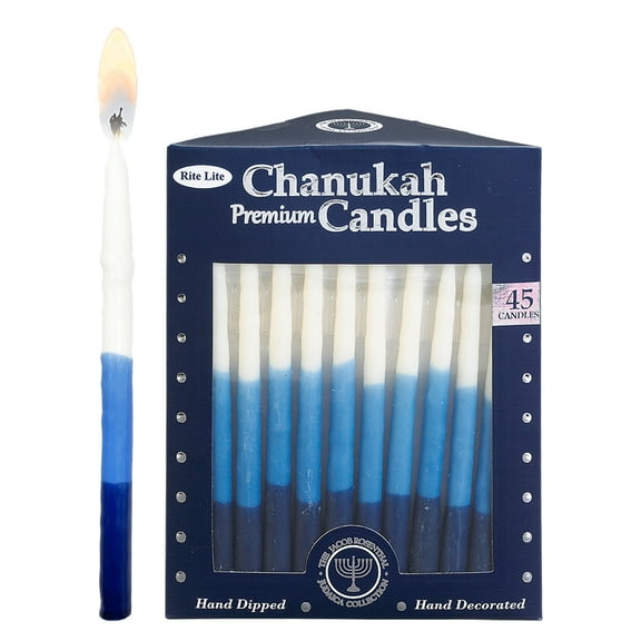 Premium Chanukah Candles Blue, Unscented, Light Blue & White