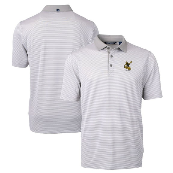 Men's Cutter & Buck Gray Pittsburgh Steelers Big & Tall Virtue Eco Pique Micro Stripe DryTec Tri-Blend Recycled Polo