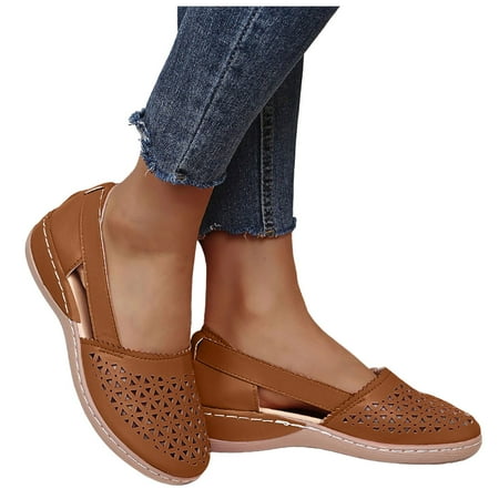 Oyedens Ballet Flats Slip on Loafers for Women Wide Width Low Heels Comfortable Wedge Walking Shoes