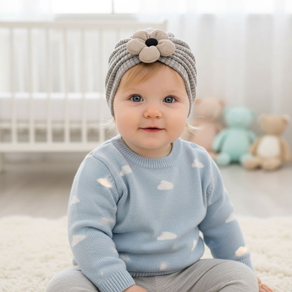 Gzbliryd Cute Summer Beach Sun Hat Summer Upf 50 Summer Hat for Girls Baseball Cap Hat (Grey,0-36 Months)