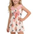 thumbnail image 7 of Vornjynx Girls Flare Dress Crew Neck Cute Bowknot Sleeveless Summer Casual Trendy Dress Pink Size 2, 7 of 7