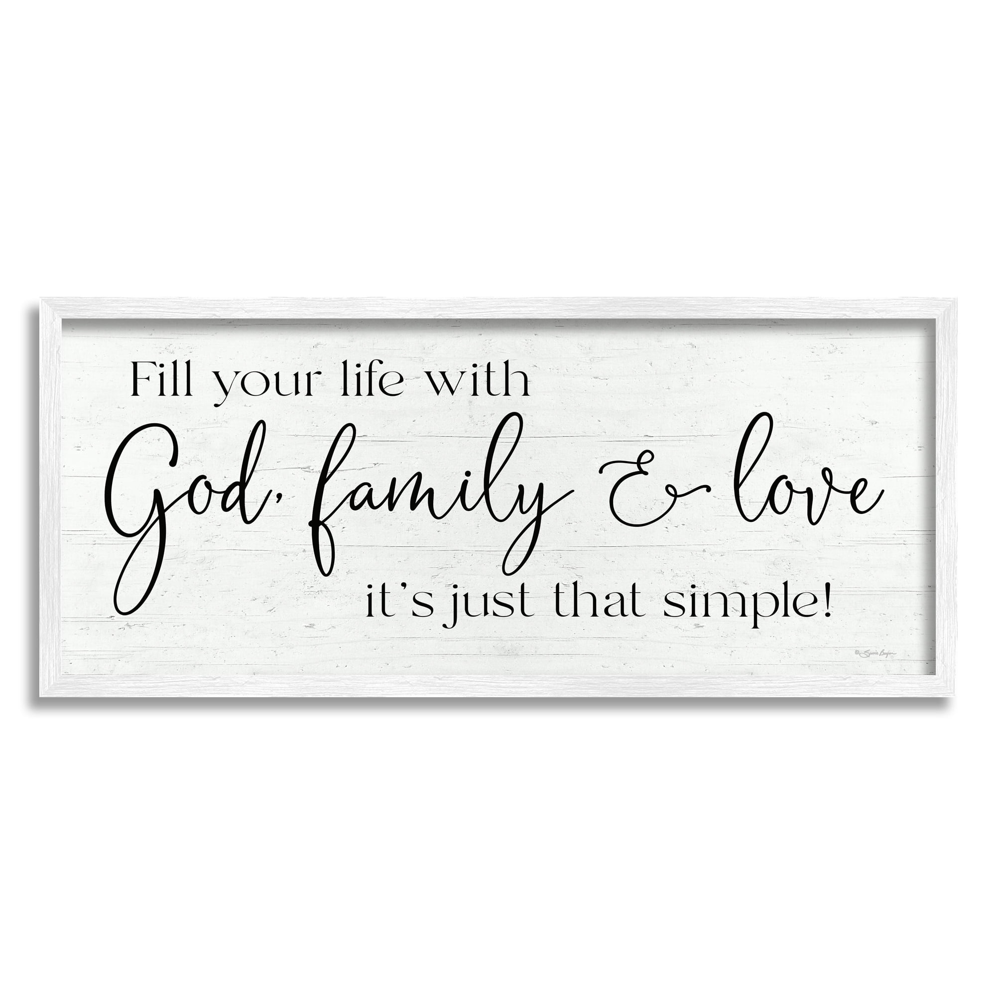 Stupell Industries Rustic Religious Family Quote Uplifting Calligraphy Phrase Graphic Art White Framed Art Print Wall Art, Design by Susie Boyer