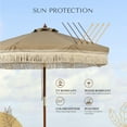 thumbnail image 4 of LAGarden BOHO 7' Fringe Patio Umbrella with Tassels UPF50+ Boho Style 5-Year-Non-Fading for Outdoor Yard Market Mocha Meander, 4 of 9
