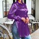 thumbnail image 2 of Usted Es Más Que una Prueba de Puntuación de la Camisa de las Mujeres Casual Suelto Sólido Cuello de Giro Asimétrico Doblado Manga Larga Satén Botón Superior, 2 of 8