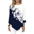 thumbnail image 5 of Moda Mujer Blusa estampada floral Tallas grandes 3/4 Mangas Irregular Dobladillo O Cuello Primavera Tomshoo  4XL, 5 of 5