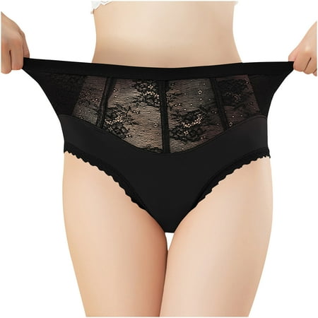 XFYSSS Fashion Sexy Women s Solid Color High Waisted Bikini Lace Ice Silk Underwear Womens Panty Womens Nylon Briefs