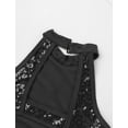 thumbnail image 5 of Lejafay Girls Kids Sparkly Sequins High Mock Neck Cutout Back Tank Leotard for Gymnastics Ballet Black 12, 5 of 7