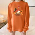 thumbnail image 2 of asdoklhq Thanksgiving Shirts Women's Casual Loose Thanksgiving-print Round-neck Drop-shoulder Long-sleeved Sweater Top Orange M, 2 of 4
