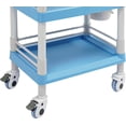thumbnail image 5 of Medical Mobile Trolley Cart Esthetician Cart 176 Lbs Load, 3-Tier Utility Carts with Drawer & 2 Trash Cans, Portable Salon Rolling Trolley with 4 Wheels (Blue), 5 of 18