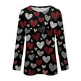 thumbnail image 3 of Valentine Day Shirts Womens Crew Neck Love Heart Print Funny Graphic Tee Long Sleeve Cute Fashion Tunic Tops Vermilion L, 3 of 5