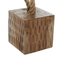 thumbnail image 5 of 5"W, 10"H Brown Teak Wood Handmade Door Stopper Geometric Sculpture with Rope Accent, by DecMode (2 Count), 5 of 11