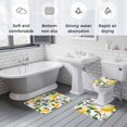 thumbnail image 6 of Summer Watercolor Bathroom Rugs Set Lemon Purple Flower Leaf Non Slip Absorbent Soft Bath Mats 3 Piece Set with Bathroom Rug, U-Shaped Floor Mat, Toilet Seat Cover Large Size, 6 of 9