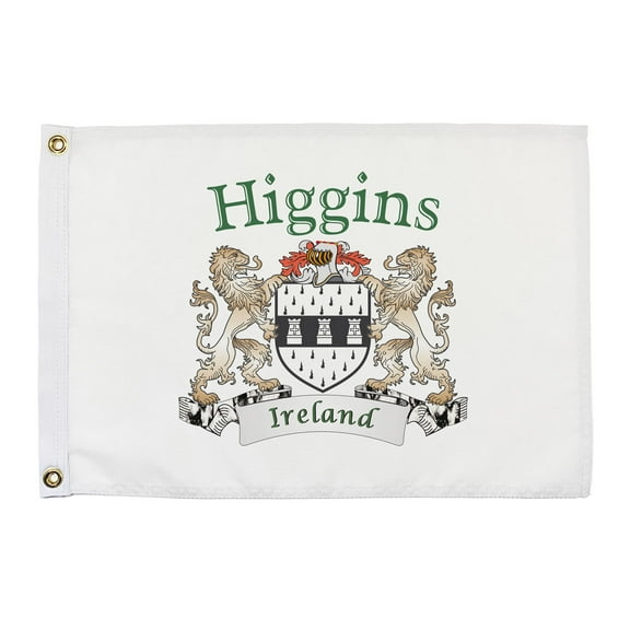 Higgins Irish Coat of Arms Small White Flag - 16"x10.5" inches