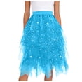 thumbnail image 5 of GEWSEY Tulle Skirts for Women, Puffy Skirt Asymmetrical Midi Length Ruffled Tutu Layered Mesh Fairy Skirt (Sky Blue, XL), 5 of 8