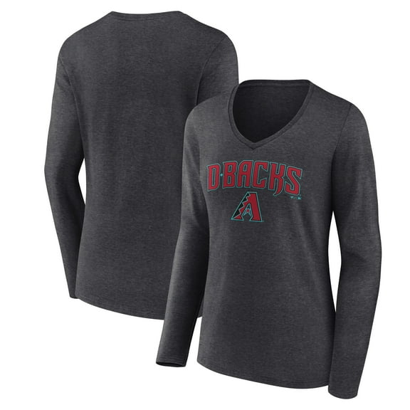 Women's Charcoal Arizona Diamondbacks Team Lockup Long Sleeve V-Neck T-Shirt