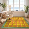 thumbnail image 3 of Design&I 9'x12' Washable Area Rug Giant Skid-Resistant Funky Grid Motif Vintage Border Bold Retro Stripe Fruit Banana Flowing Dynamic for Great Room, Large Living, 3 of 7