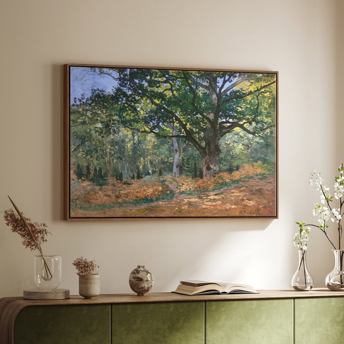 Vintage Landscape-CCXLIII By Wexford Home Framed in Walnut Wood Gallery Wrapped Canvas 25 in. x 37 in.