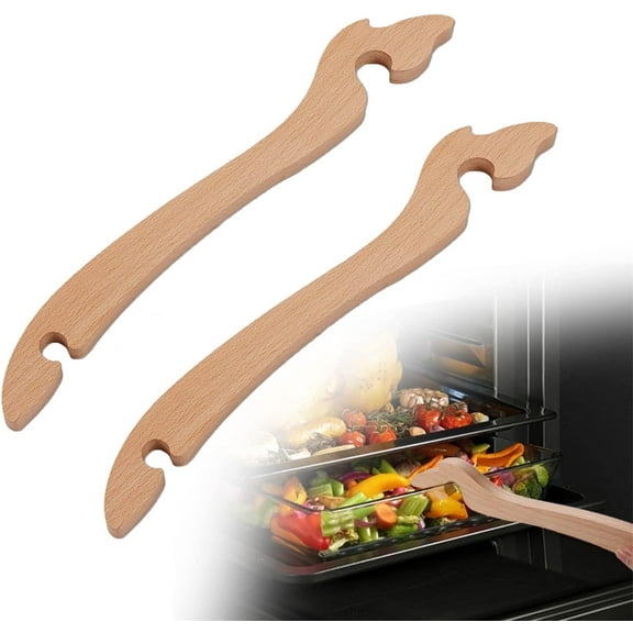 NOGIS 2 Pcs Wood Oven Rack Puller 11 Inches Oven Rack Push Pull Tool Long Handle Oven Stick for Kitchen Appliances Baking Cooking Toaster Air Fryer Accessories