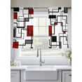 thumbnail image 5 of Abstract Lines Art Sheer Curtains 45 Inches Long 2 Panels Black Red Geometric Modern Texture Light Filtering Semi Sheer Window Curtains Drapes for Bedroom Living Room 52"x45", 5 of 7