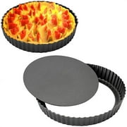 Gutsdoor 12 Inch Carbon steel Pie & Tart Pan with Removable Bottom Quiche Roasting Pan Nonstick Round Pie Pans