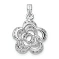 thumbnail image 3 of Sterling Silver Rhodium-plated CZ Flower Pendant, 3 of 3
