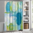 thumbnail image 3 of Abstract Blue White Green Printing Fabric Shower Curtain Graffiti Washable Shower Curtains for Bathroom, Waterproof Bath Curtain with Hooks Home Decor 72x72in, 3 of 8