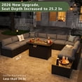 thumbnail image 3 of Aoxun 12 Piece Patio Furniture Set with 44” Fire Pit Table Wicker Rattan Patio Sectional Sofa Set Outdoor Seating Furniture with Thickened Cushion, Gray, 3 of 6