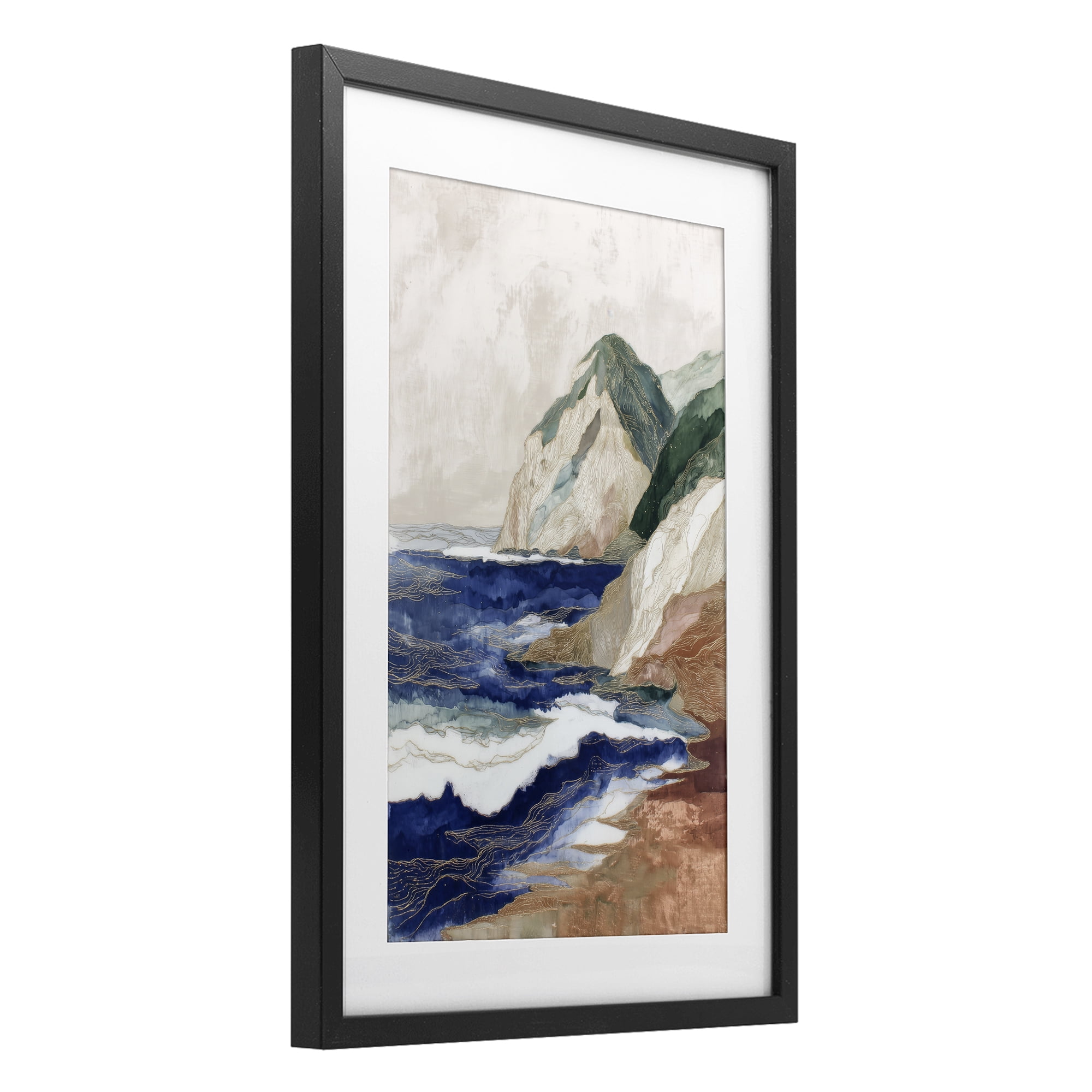 Stupell Industries Cliff Next To The Sea Black Framed Print Under Glass, design by Chromatic Storm Studio