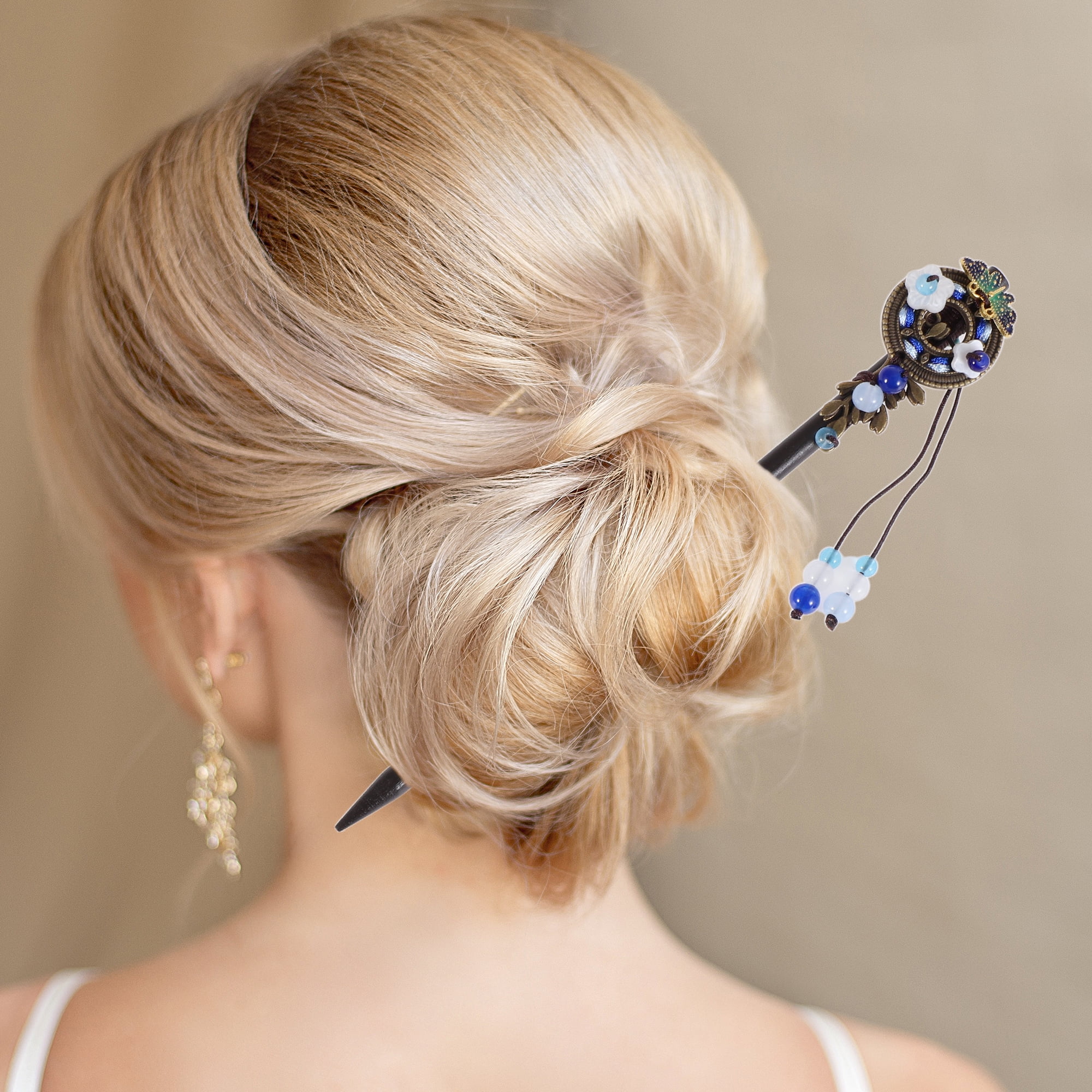 Unique Bargains Hair Stick Pin for Women 1Pc Black, Blue [Flower]