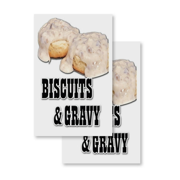 Biscuits & Gravy (2-PACK) 24" x 36" Vinyl Decals | Sign Insert Peel & Stick Decals Stickers Window Signs
