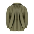 thumbnail image 4 of BiZtdJrK Womens Puffed Bomber Jacket Pleated Front Batwing Long Sleeve Zipper Jackets Lapel Collar Dressy Casual Outerwear Army Green M, 4 of 6