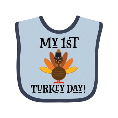 

Inktastic My 1st Turkey Day 2022 Thanksgiving Gift Baby Boy or Baby Girl Bib