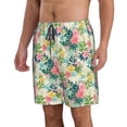thumbnail image 2 of Kdxio Tropical Flowers Pattern Mens Casual Shorts - Drawstring Summer Beach Sports Shorts for Men, 2 of 9