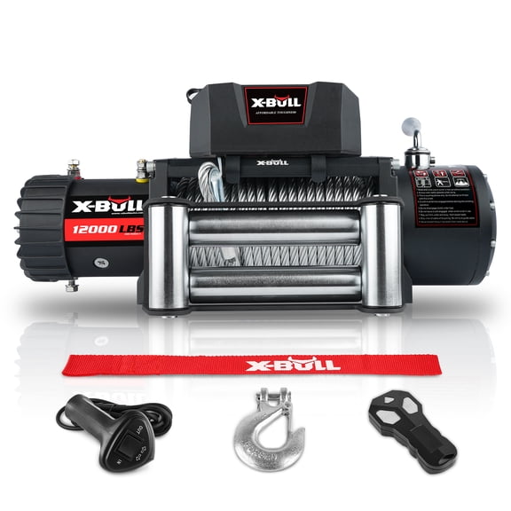 X-BULL Electric Winch 12000LBS 12V Winch Steel Cable Truck Trailer Towing Off Road 4X4