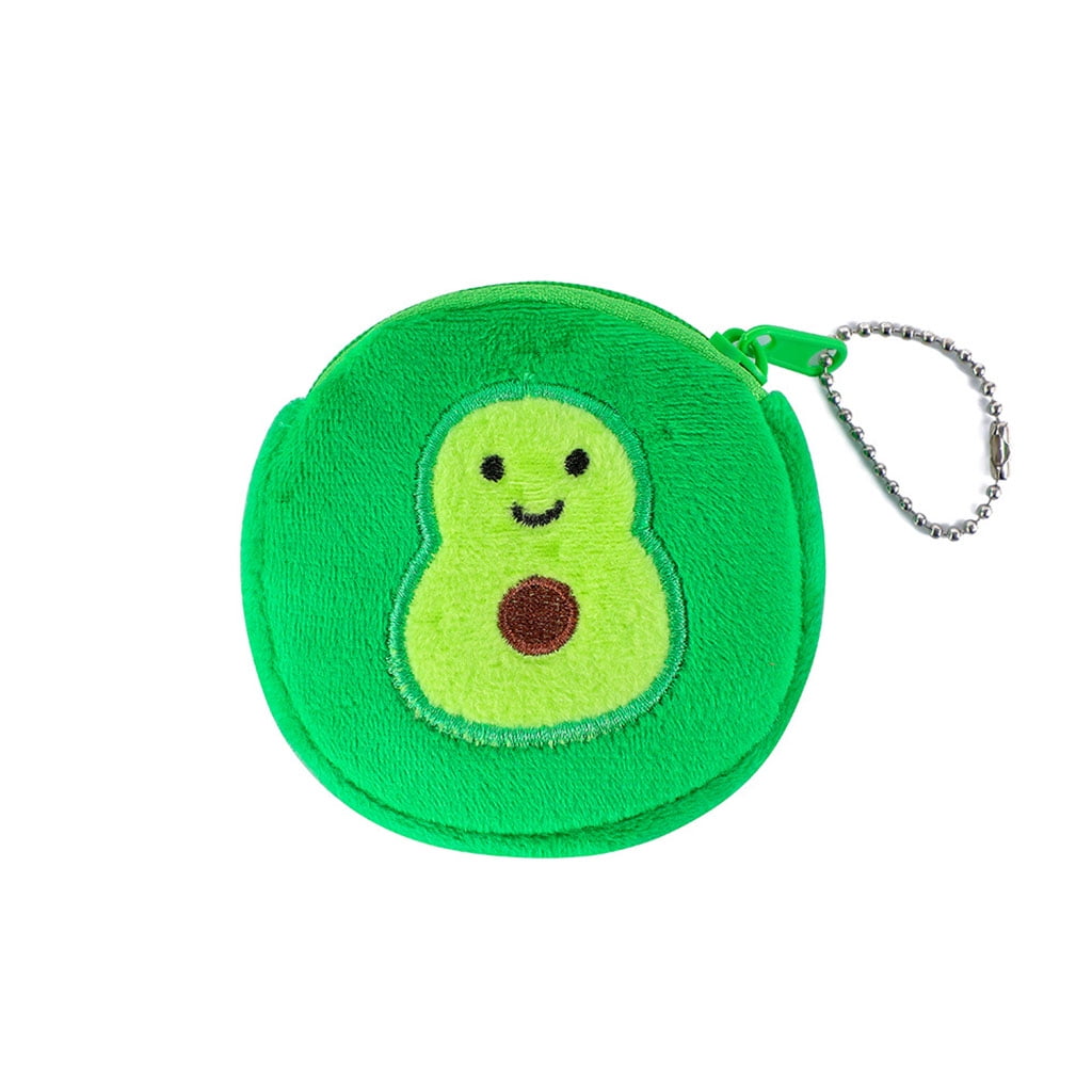 MYBOON Cartoon Plush Avocado Coin Purse Cute Wallet Girl Clutch Embroidered Bag Key Earphone Organizer Pouch Kids Girls Gift