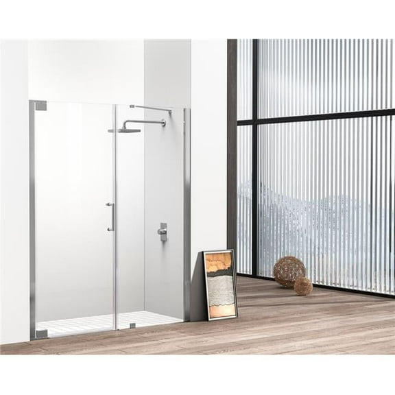 Elegant Kitchen & Bath SD404-6072BNK 60 x 72 in. Flynn Semi-Frameless Hinged Shower Door, Brushed Nickel