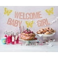 thumbnail image 5 of Welcome Baby Girl Banner, Butterfly Themed Baby Shower Party Decorations, It's a Girl Sign, Sweet Baby Girl Gender Reveal Party Supplies Rose Gold & Gold Glitter, 5 of 7
